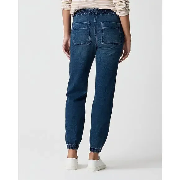 NWT J.Crew Utility Jogger Jeans Signature Stretch Maison Blue Wash Size 28